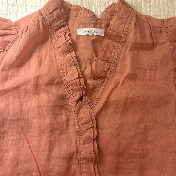 Frame Retail $398 Lauren Ramie Mini Dress - Terracotta Medium - Picture 2 of 5